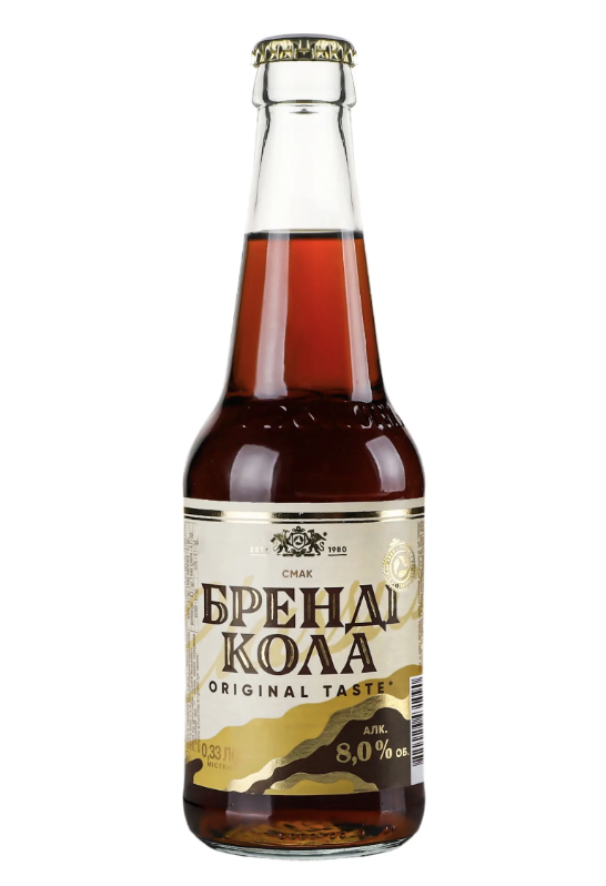 Напій Оболонь Бренді Кола с/а газ. 8% 0.33 л скло